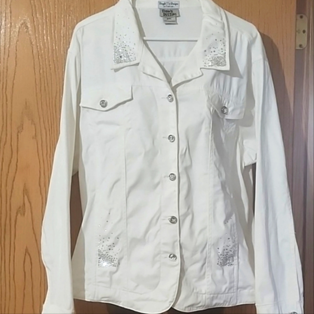 White Denim&Co Jacket with Silver Accents